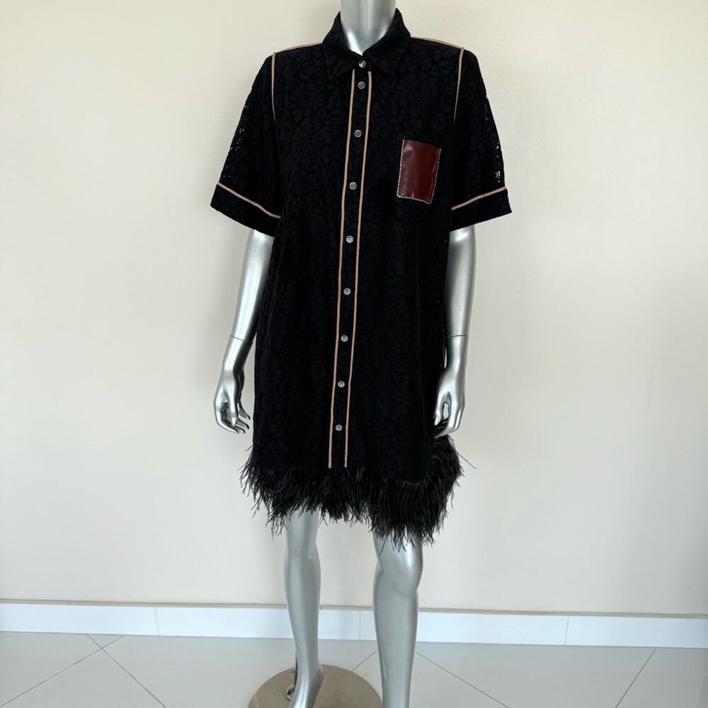 No.21 Women laces details dress with feathers size 46IT or 10US Authentic 2500$